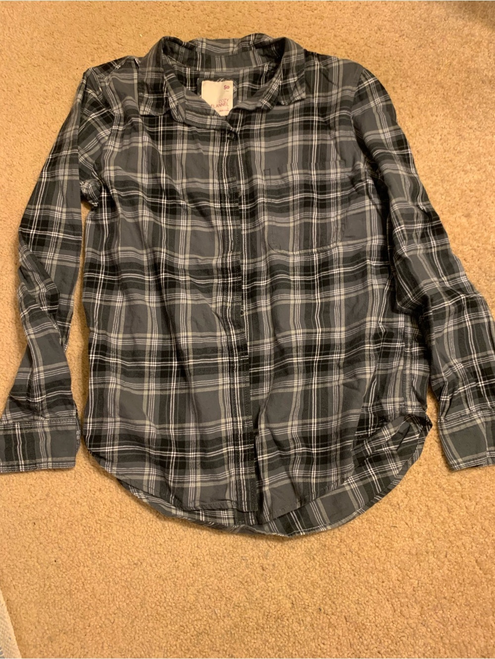 Womens Gray Plaid Button-Up Shirt - Brand: